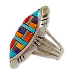 Sterling Silver Vintage Philippines  Turquoise Inlay Ring Women’s Sz 6 Photo 2