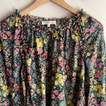 Love Shack Fancy  Nessa Floral Cotton-Silk Long-Sleeve Top Night Sky Glow Photo 4