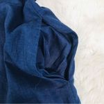 Navy Blue 100% Linen Short Sleeve Button Front Dress Classic Midi Size Large New Blue Photo 7