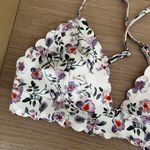 H&M NWOT Floral Print Scalloped Edge Bikini Swimsuit Top Adjustable Straps Cute Photo 1
