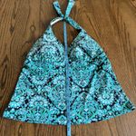Lands' End  Womens Teal Green Black Paisley Halter Tankini Swim Suit Top Size 14 Photo 2