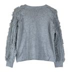 1. State  Fringe Sleeve Sweater Womens S Gray Crew Neck Cotton Boho Indie Cozy Photo 3