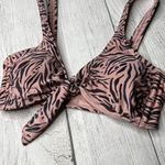 Xhilaration Metallic Tie-Front Bralette Bikini Top Metallic Mauve Animal Print S Photo 5