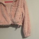 BDG Fuzzy Teddy Faux Fur Light Pink Cropped Coat Photo 1