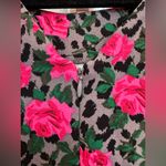 Betsey Johnson  Pink Leopard Rose Garden Floral Ruffle Cottage Core Size 12 Large Photo 6