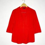 Lafayette 148  New York Womens Cotton Collared Hidden Placket Shirt Red Size 10 Photo 0