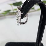 White Gold Virgin Mary with Baguette CZ Small Hoop Earrings Silver Photo 3