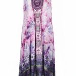 World Unity Dress 1X Plus Purple Tie Dye Boho Fairy Sharkbite Crochet Paisley Pink Photo 0