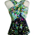Shoshanna Pleated Bodice Monet Watercolor Print Blouse Top Multicolor Size 0 Photo 0