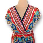 AGB Dress Women's Damask Tapestry Wrap Midi Dress Red Size 12 Red Photo 3