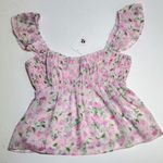 Elodie NWT  Ruched Bust Ruffle Sleeve Top in Pink Multi Photo 2