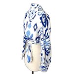 NWT Mulla Print Tie Front Cropped Long Sleeve Blouse Trendy Sz L (Small Stain) White Size L Photo 4