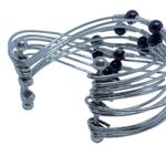 Open 12 Wire Black Beads Silver Photo 6