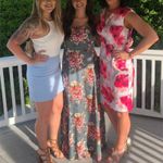 Calvin Klein Cream & Pink Floral V-Neck A-Line Sheath Dress Formal 2 Petite Photo 6