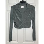 Hello Molly Hello‎ Molly Size 8 Grayish Blue Shimmer Button Front Collared Shirt Photo 1