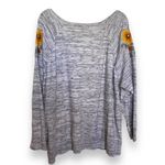 Torrid Womens Sweater Size 4 4X 26 Space Dye Knit Embroidered Floral Sleeve Gray Photo 3