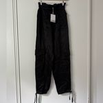 Ganni NWT  2 Washed Satin Cargo Pants in Black Photo 2