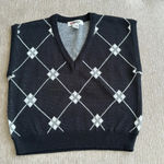 Loubella Vintage 80's Knit Vest Women Size L Diamonds pattern Black White Size L Photo 9