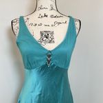 Antonio Melani  Teal Silk Slip Dress Beaded Empire Waist Size 6 Photo 1