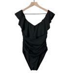 La Blanca Island Goddess Off Shoulder Ruffle One Piece Swimsuit in Black Size 10 Photo 1