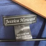 Jessica Howard Lace Overlay 3/4 Sleeve Elegant Navy Lace Sheath Dress Size 8 Photo 3