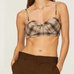 Favorite Daughter Ex Boyfriend Plaid Bra Top Brown Beige Size XL Photo 0