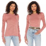 Free People  We The Free NWOT Natasha Mauve Pink Ruched Long Sleeve Tee XS Photo 1