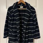 Marine layer  Birdseye Stripe Long-Line Cardigan Coat Size XS Sweater Comfy Black Photo 3