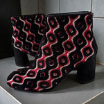 Stuart Weitzman  Bacari Tapestry Velvet Trim Ankle Boots Size 4 Photo 0