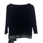 Willi Smith  black velvet feel side bow small long sleeve bouse Photo 3