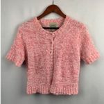Croquet Club Pink Bouclé Short Sleeve Cardigan Sweater L Size L Photo 0