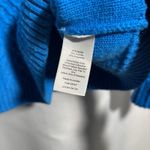Talbots Cobalt Blue Cable Knit Mock Neck Sweater Womens L Preppy Gold Buttons Photo 3