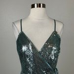 Aidan Mattox  Sequined Wrap Evening Gown Size 8 Sparkly Green-Blue Formal Dress Photo 6