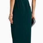 Shona joy Emerald Green Draped Satin Midi Dress Size 6 Cocktail Tulip Hem Photo 1