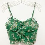J.O.A. Floral Corset Top Green Ruffle Lace Up Large NWT‎ Photo 0