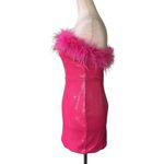 Pink Sequined Feather Trim Mini Dress Size M Photo 6