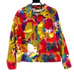 ELCC Floral Zip Womens Jacket Sz M Bold Y2K Artcore Indie Funky Dopamine Retro Yellow Size M Photo 0