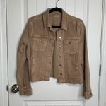 Ecru  light brown denim jacket with fray hem size XL minimalist normcore Photo 0