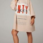 Savage X Fenty Shirt Dress Beige Oversized Graphic Tee Dress Size Medium Casual Tan Photo 0