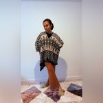 Joseph  Black and Cream Patterned Poncho Photo 7
