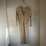 American Vintage Vintage Metallic Ribbed Cardigan Dress Button Down Sz Small Gold Long/Midi Photo 1