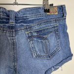 Paris Blues Blue denim micro mini shorts with frayed hem #denimshorts Photo 5