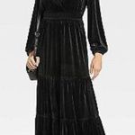 Knox Rose  Womens M Black Velvet LS Tiered Dress Boho Hippie Festival Goth Grunge Photo 2