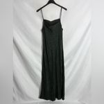 ZARA NWT dark hunter green satin embroidered floral print satin maxi slip dress Photo 4