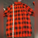 Main Strip  Elastic Buffalo Plaid Mock Neck Top Red & Black NWT Small Photo 6