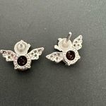 S925 Garnet & CZ Crown & Wings Earrings Red Photo 2