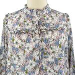 Modcloth White Floral Print Western Ruffled Button Down Shirt Photo 1