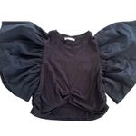 ZARA Black Ruffle Sleeve Crop Top Photo 1