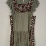 Free People Embroidered Boho Dress Aztec Southwestern Cottage Babydoll Sage Fall Photo 0