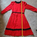 Leslie Pomer Vintage Long Maxi Dress Pleated Skirt Long Sleeve Made in USA Red Size undefined Photo 10